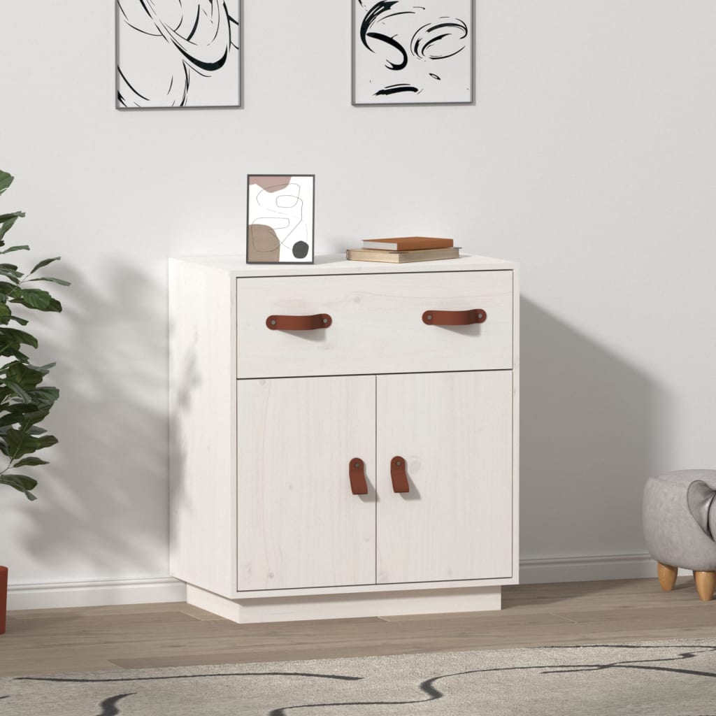 Weißes Kiefer Massivholz Sideboard 65,5 cm
