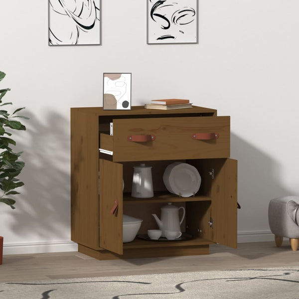 Honigbraunes Kiefer Massivholz Sideboard 65,5 cm