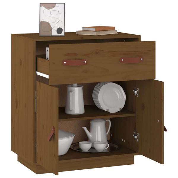 Honigbraunes Kiefer Massivholz Sideboard 65,5 cm