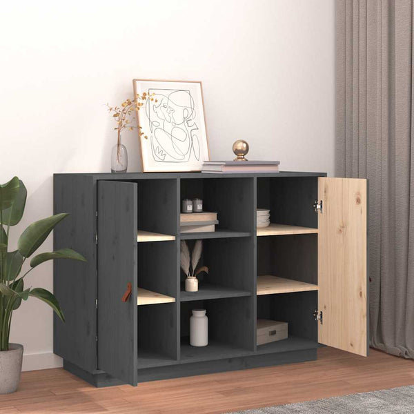 Graues Kiefer Massivholz Sideboard 100cm