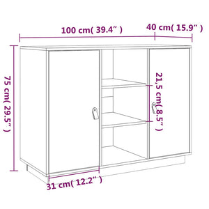 Graues Kiefer Massivholz Sideboard 100cm