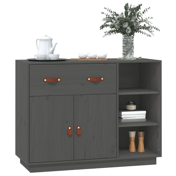 Graues Kiefer Massivholz Sideboard 98,5 cm