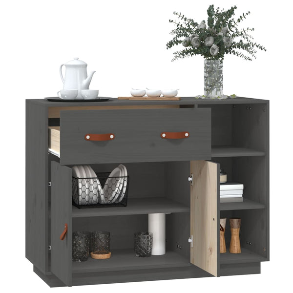 Graues Kiefer Massivholz Sideboard 98,5 cm