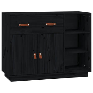 Schwarzes Kiefer Massivholz Sideboard 98,5cm
