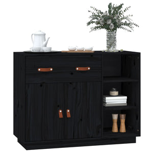 Schwarzes Kiefer Massivholz Sideboard 98,5cm