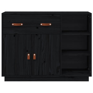 Schwarzes Kiefer Massivholz Sideboard 98,5cm