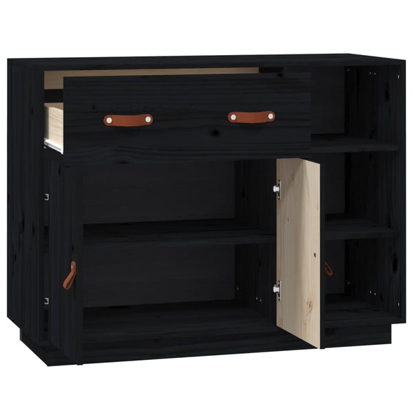 Schwarzes Kiefer Massivholz Sideboard 98,5cm