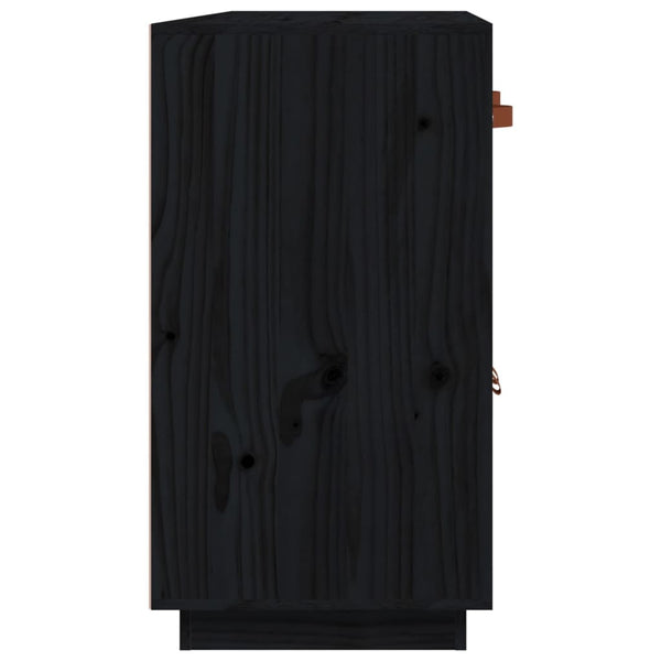 Schwarzes Kiefer Massivholz Sideboard 98,5cm