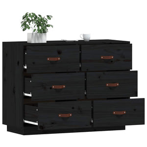 Schwarzes Sideboard 100 cm Kiefer Massivholz
