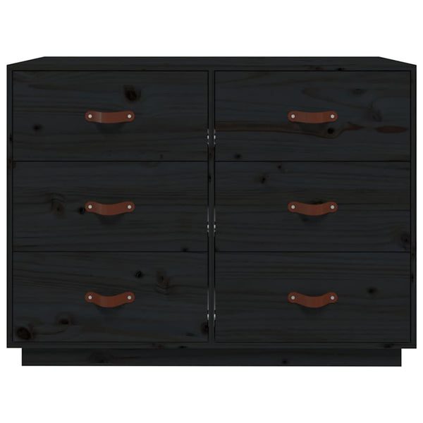 Schwarzes Sideboard 100 cm Kiefer Massivholz