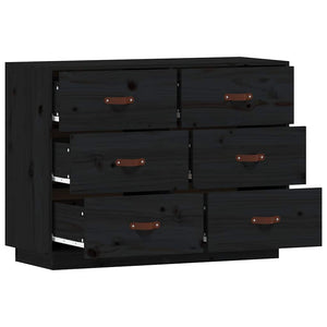 Schwarzes Sideboard 100 cm Kiefer Massivholz