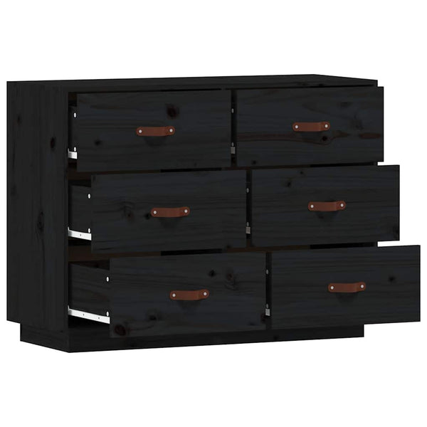 Schwarzes Sideboard 100 cm Kiefer Massivholz