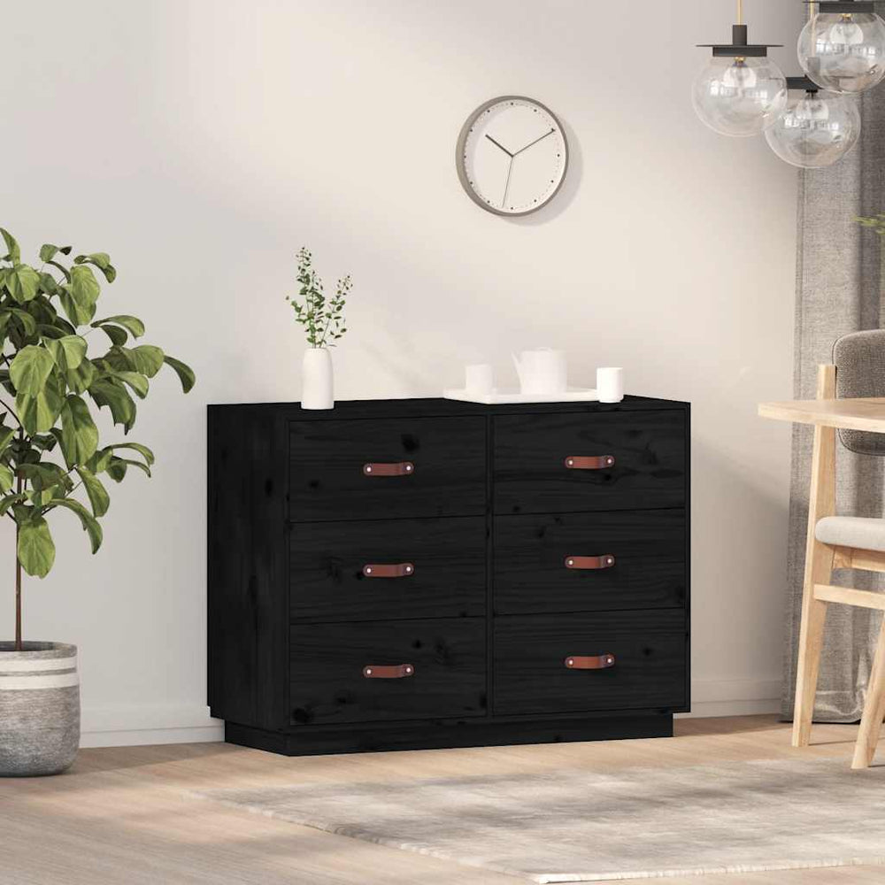 Schwarzes Sideboard 100 cm Kiefer Massivholz