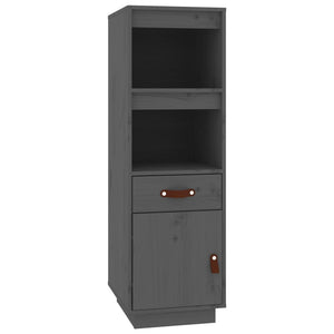Graues Highboard Kiefer Massivholz 34x40x108,5 cm