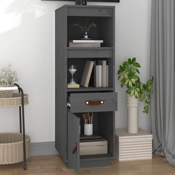 Graues Highboard Kiefer Massivholz 34x40x108,5 cm