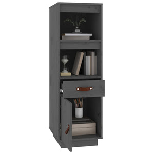Graues Highboard Kiefer Massivholz 34x40x108,5 cm