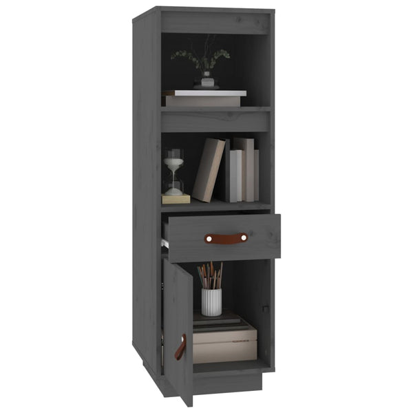 Graues Highboard Kiefer Massivholz 34x40x108,5 cm