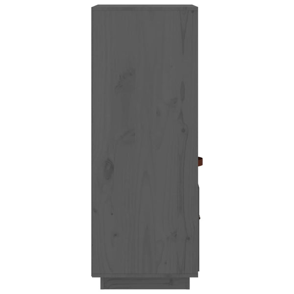 Graues Highboard Kiefer Massivholz 34x40x108,5 cm