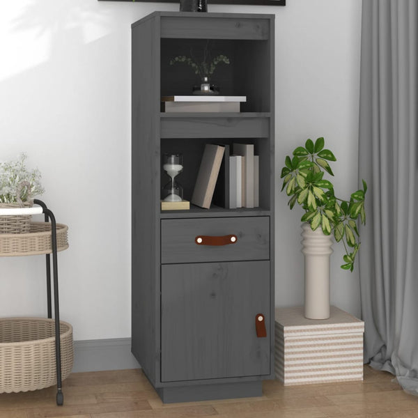 Graues Highboard Kiefer Massivholz 34x40x108,5 cm