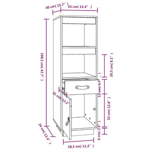 Highboard Honigbraun Kiefer Massivholz 34x40x108,5 cm