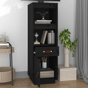 Highboard Schwarz 34x40x108,5 cm Kiefer Massivholz