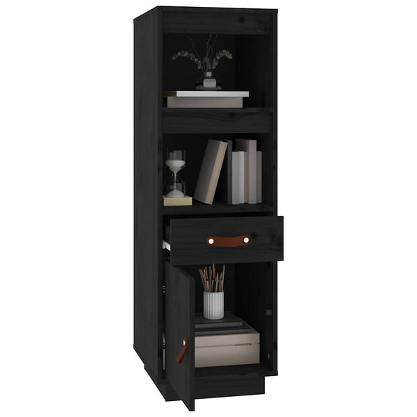 Highboard Schwarz 34x40x108,5 cm Kiefer Massivholz
