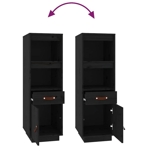 Highboard Schwarz 34x40x108,5 cm Kiefer Massivholz