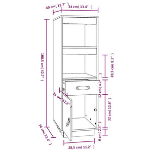 Highboard Schwarz 34x40x108,5 cm Kiefer Massivholz