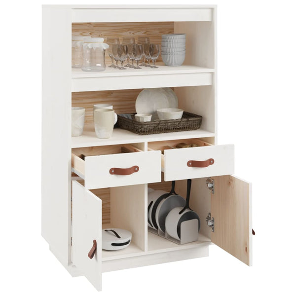 Weißes Highboard Kiefer Massivholz 67cm