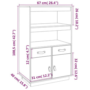 Weißes Highboard Kiefer Massivholz 67cm