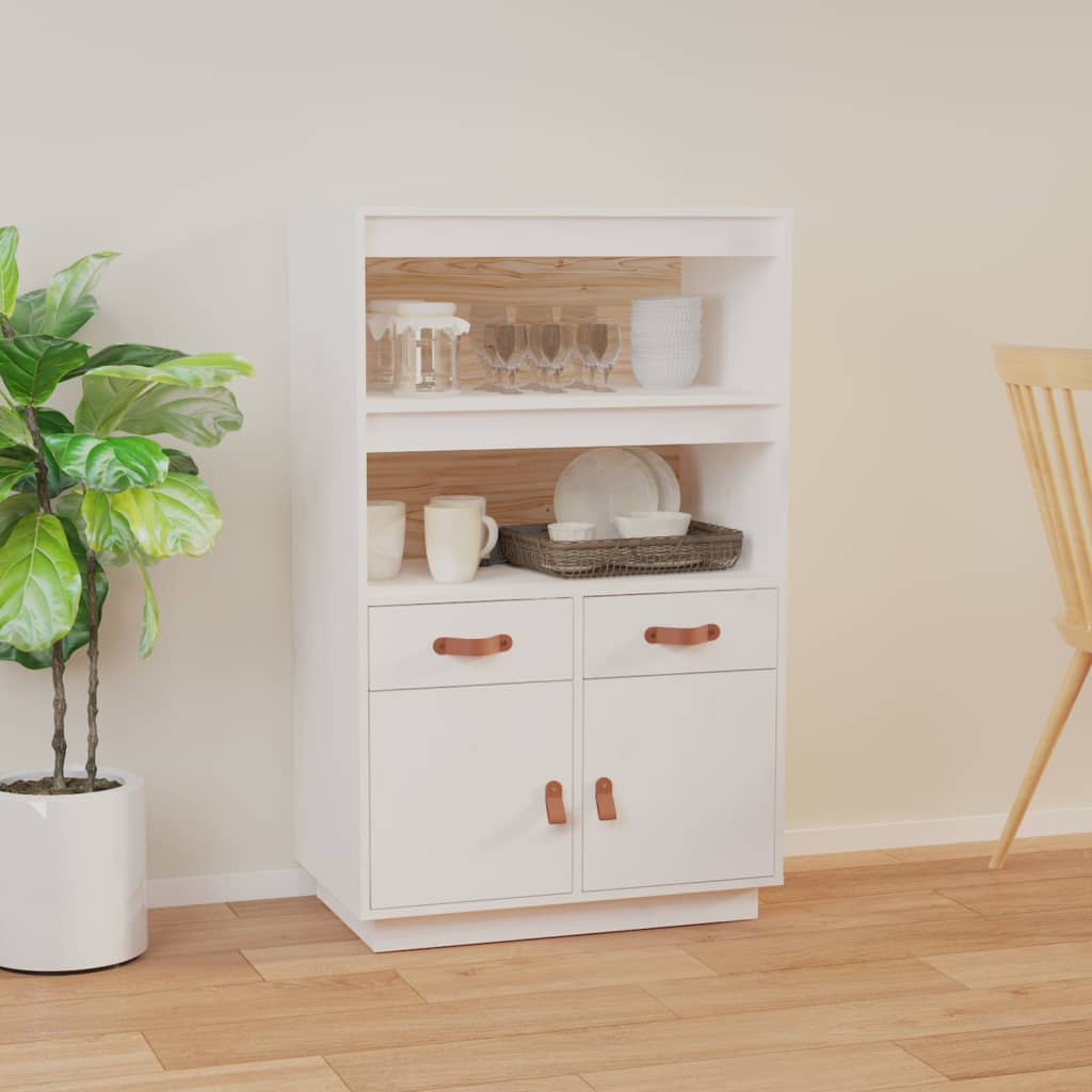 Weißes Highboard Kiefer Massivholz 67cm