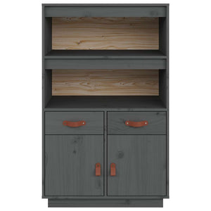 Graues Highboard Kiefer Massivholz 67x40x108,5 cm