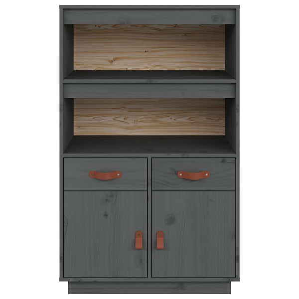 Graues Highboard Kiefer Massivholz 67x40x108,5 cm