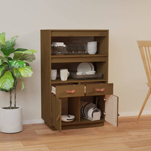 Highboard Honigbraun Kiefer Massivholz 67x40x108,5 cm