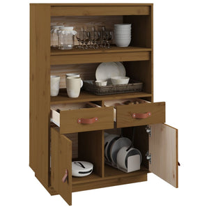 Highboard Honigbraun Kiefer Massivholz 67x40x108,5 cm