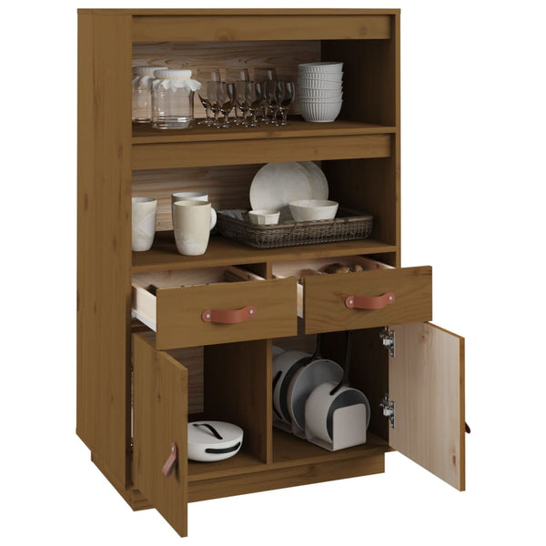 Highboard Honigbraun Kiefer Massivholz 67x40x108,5 cm