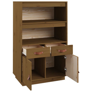 Highboard Honigbraun Kiefer Massivholz 67x40x108,5 cm