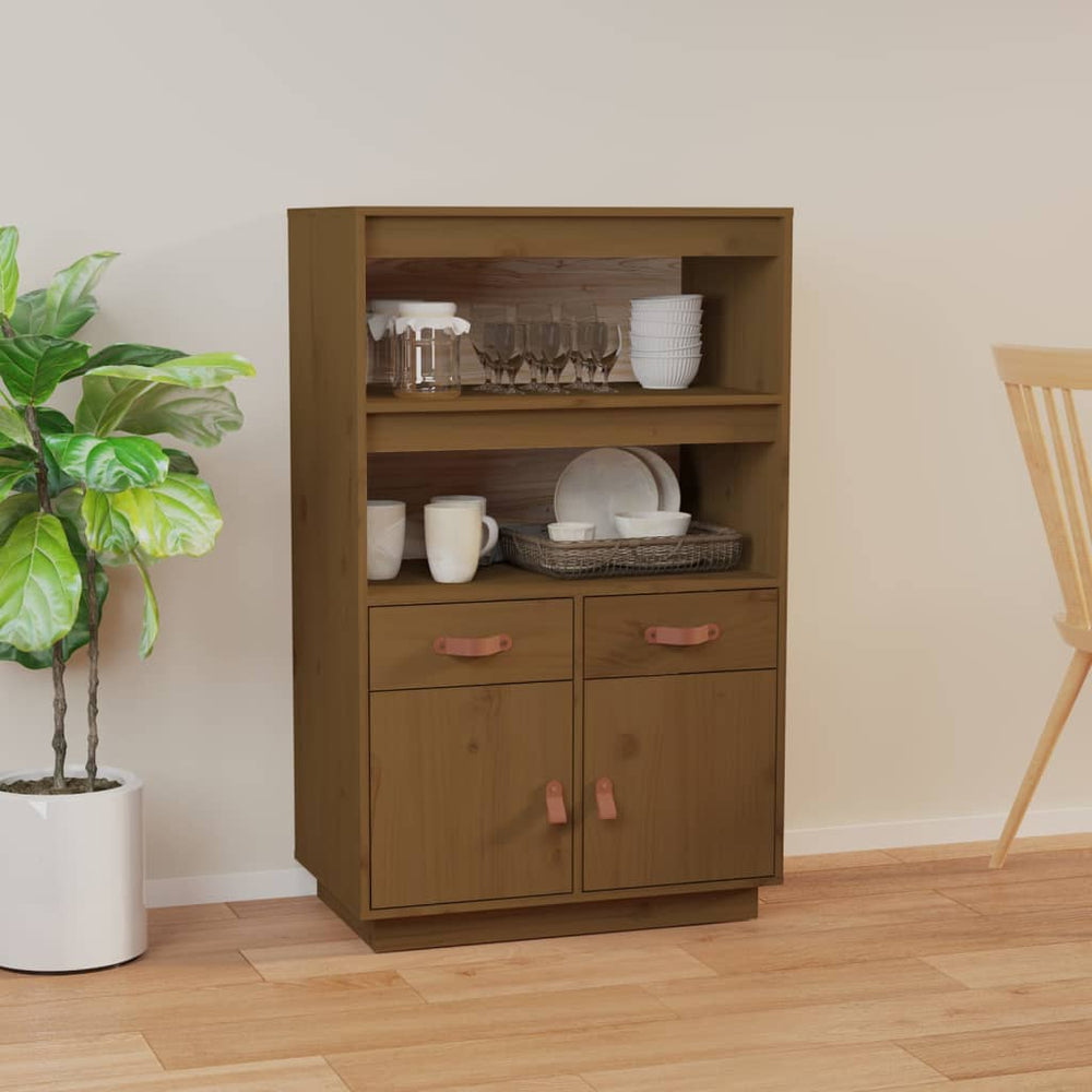 Highboard Honigbraun Kiefer Massivholz 67x40x108,5 cm