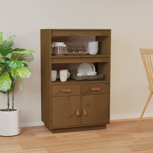 Highboard Honigbraun Kiefer Massivholz 67x40x108,5 cm