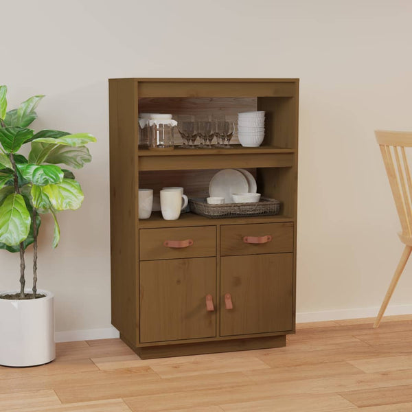 Highboard Honigbraun Kiefer Massivholz 67x40x108,5 cm
