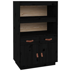 Schwarzes Highboard Kiefer Massivholz 67x108,5 cm