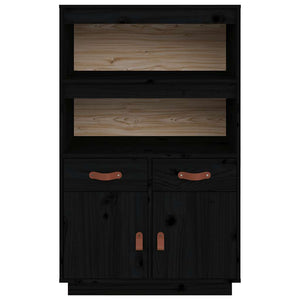 Schwarzes Highboard Kiefer Massivholz 67x108,5 cm