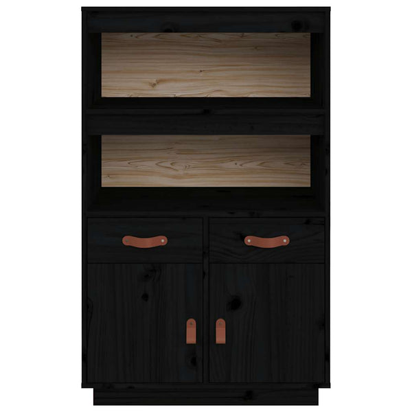 Schwarzes Highboard Kiefer Massivholz 67x108,5 cm