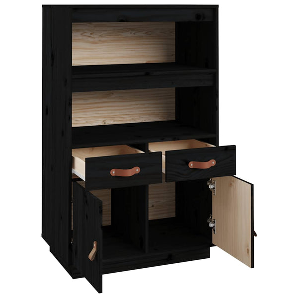 Schwarzes Highboard Kiefer Massivholz 67x108,5 cm