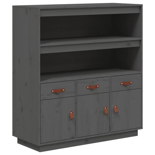 Graues Highboard 100x40x108,5cm Kiefer Massivholz
