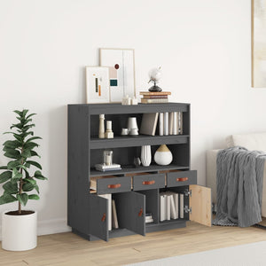 Graues Highboard 100x40x108,5cm Kiefer Massivholz