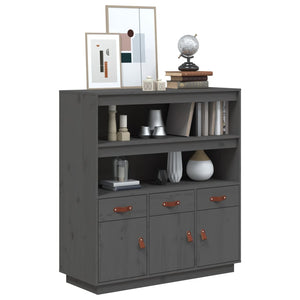 Graues Highboard 100x40x108,5cm Kiefer Massivholz