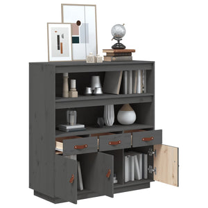 Graues Highboard 100x40x108,5cm Kiefer Massivholz