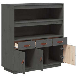 Graues Highboard 100x40x108,5cm Kiefer Massivholz