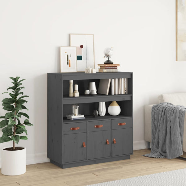 Graues Highboard 100x40x108,5cm Kiefer Massivholz